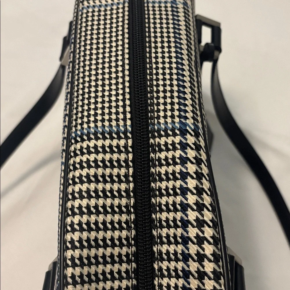 VTG Lauren Ralph Lauren houndstooth bowler bag  black, blue & ecru silver accent - Picture 14 of 14